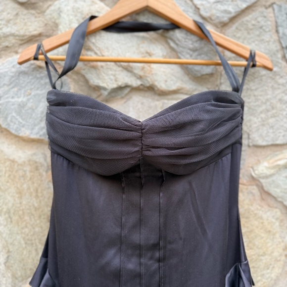 Vera Wang Black Silk Corset Satin Peplum Long Evening Dress size 6 - Picture 8 of 13
